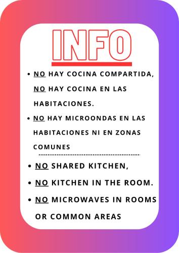 a sign that says info in a purple and white at Pensión Los Volcanes in Fuencaliente de la Palma