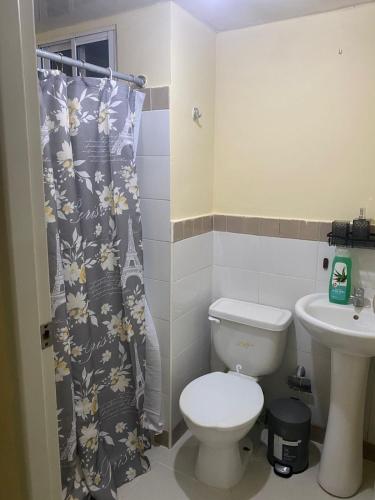 a bathroom with a toilet and a sink at Urban charm in Santo Domingo
