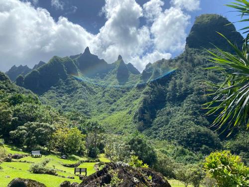 a mountain view of a green valley with trees at Drive & Camp Kauai Rooftop Tent Camper Full Camping Kit in Anahola