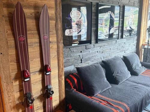 Χώρος καθιστικού στο Appartement 2-3 pers au centre de Val-d'Isère avec balcon et vue - FR-1-519-44