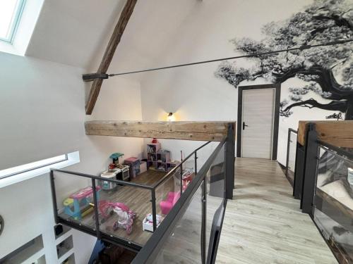 Postel nebo postele na pokoji v ubytování Gîte 12 pers. à Bressolles avec piscine privative - FR-1-489-598