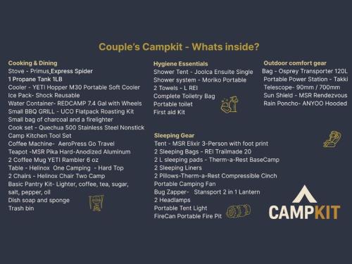 a page of a menu for a restaurant at Campkit - Premium Camping Kit, Pickup in Kanab - Camp Anywhere in Kanab