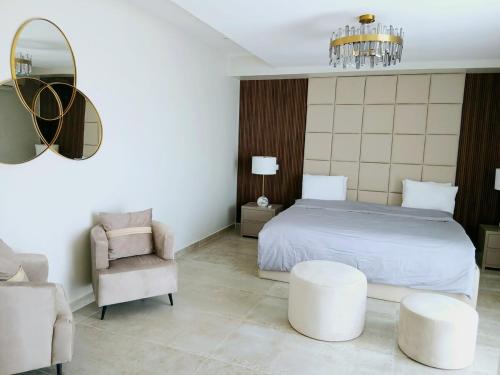 Ένα ή περισσότερα κρεβάτια σε δωμάτιο στο Villa 5 Linaa