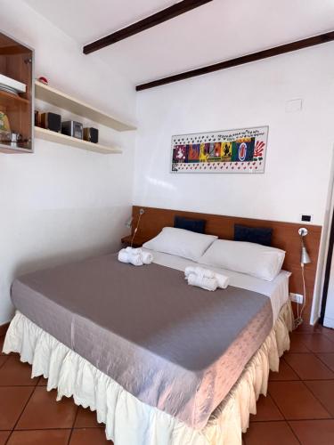 una camera da letto con un letto grande in una stanza di 600mt To Colosseum a Roma