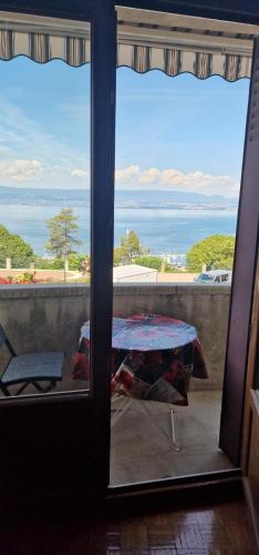 a view of the ocean from a window at Le Bellevue 2 in Thonon-les-Bains