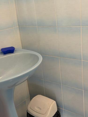 a bathroom with a sink and a toilet at T3 cosy haut de villa in Les Abymes