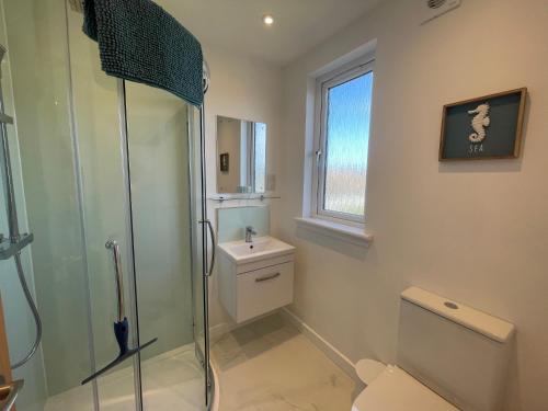 een badkamer met toilet en glazen douche bij Nº Twenty Spottiswoode in St Andrews