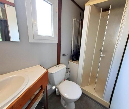 Chalet Lot 10 في Herm: حمام مزود بمرحاض ومغسلة ودش