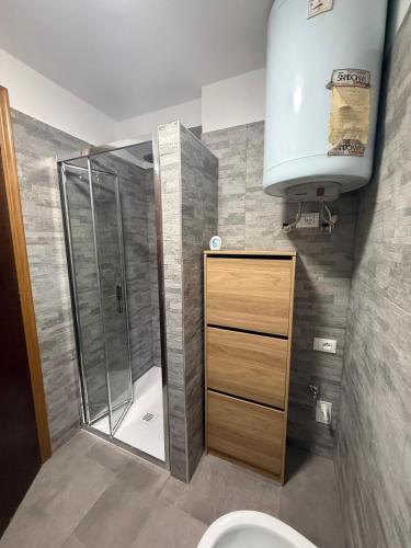 a bathroom with a shower and a toilet at Lo Chalet delle Marmotte in Passo del Tonale