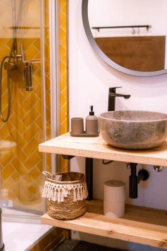 Et badeværelse på Alima der Hof - Apartment Mühlhans