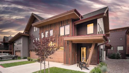 a modern house with a gambrel roof at Princetown Grande in Steamboat Springs