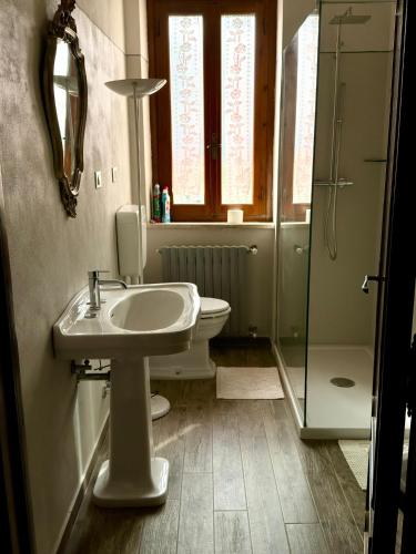 a bathroom with a sink and a toilet and a shower at Dalla Tibi in Arezzo