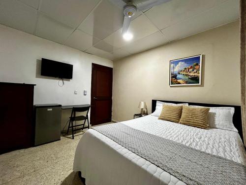 Ένα ή περισσότερα κρεβάτια σε δωμάτιο στο Dominico Colonial