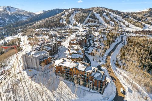 an aerial view of a resort in the snow at Arrowleaf Lodge - 1 Bed Studio #100A in Park City