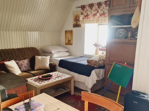 a small room with a bed and a couch at Seoski dom in Šavnik
