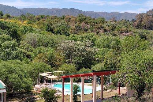 a swimming pool in the middle of a forest at Vado Biguá in Valle Hermoso