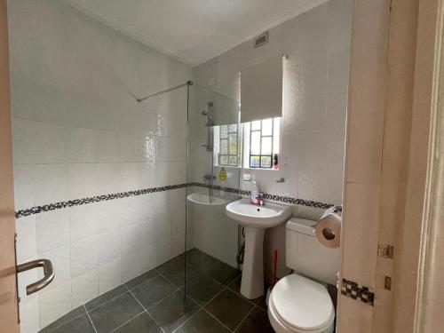 a bathroom with a toilet and a sink at Homely Cottage Near Lake Naivasha, Elwai Visitor Centre in Heni Village