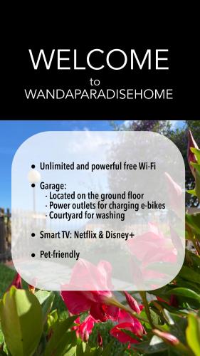 a poster of a pink flower with the words welcome to wandaparbohydral at Wanda Mtb Paradise Home in Finale Ligure