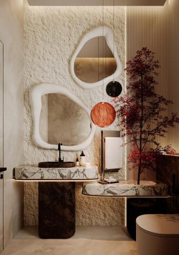 a bathroom with a sink and a mirror at Hathor Dahabiya Cruise in Aswan