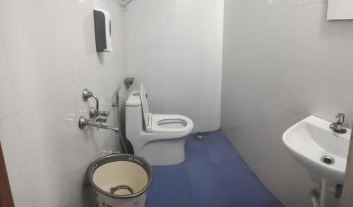 une salle de bain avec toilettes et lavabo dans l'établissement HOTEL SUDHAKAR ROOMS AND DORMITORYs, à Panaji