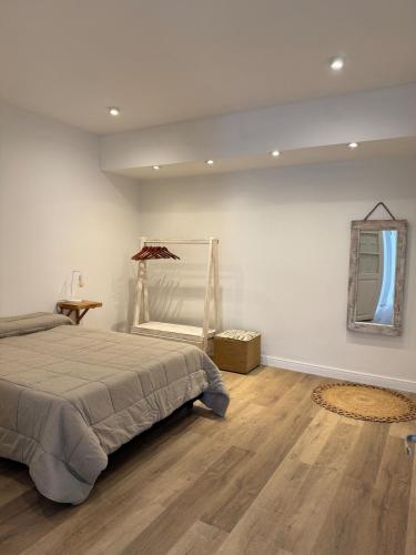 a bedroom with a bed and a mirror on the wall at Andina Apart - Calm in the heart of Mendoza in Mendoza