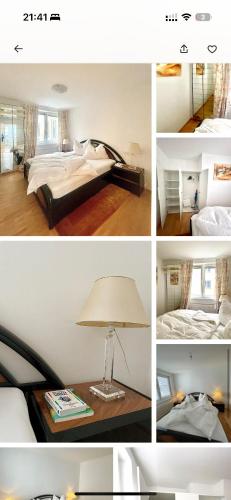 a collage of four pictures of a bedroom at Luxurious 2 bedroom appartment in Vienna