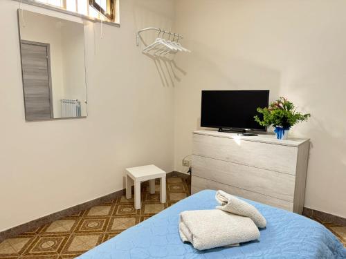 a bedroom with a bed and a tv on a dresser at Alba Vesuviana B&B in Poggiomarino