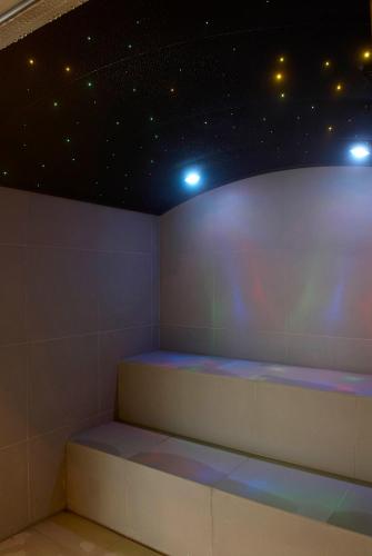 a room with a ceiling with stars on it at Hotel Boutique Puig Francó - Adults Only in Camprodon