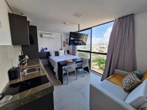 Kuchyň nebo kuchyňský kout v ubytování Flat602 na cobertura - Luxo Beira Mar Caribessa - vista mar