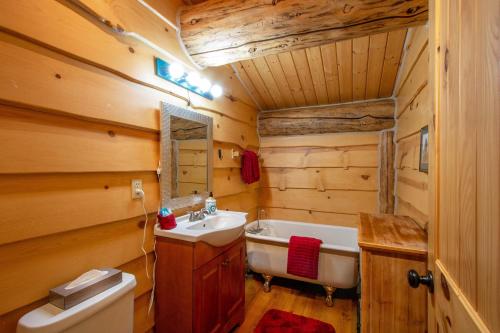 a bathroom with a sink and a toilet at The Log Cabin in Stevenson