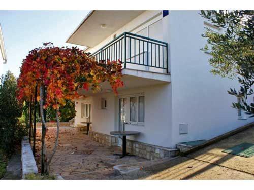 a building with a staircase and a tree in front of it at Apartments Andrijana in Drače