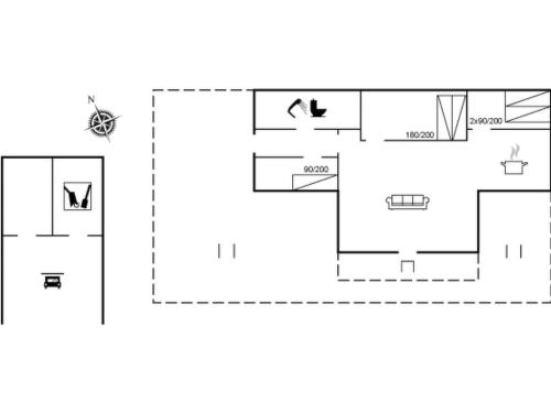 a floor plan of a small room with a white wall at Holiday Home Skyler - 1km from the sea by Interhome in Fanø