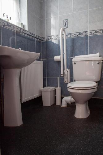 a bathroom with a toilet and a sink at Oliver Twist Country Inn in Wisbech