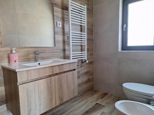 ein Badezimmer mit Waschbecken und Toilette in der Unterkunft Casa Vilarinha Gerês in Taboabela