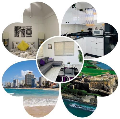 a collage of photos of a house at Center of everything, art, beach and culture in santurce in San Juan