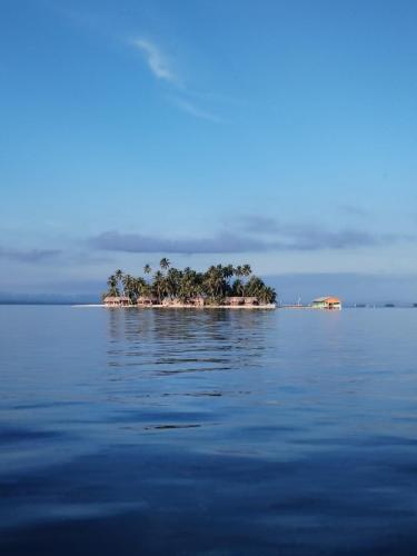 Cayos Los Grullosにあるamazing gunayarの大きな水域の真ん中にある島