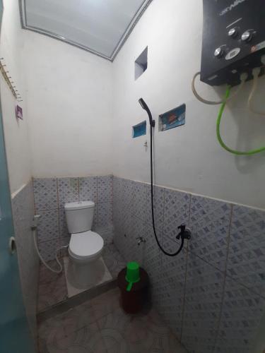 a bathroom with a toilet and a shower at Homestay Castanea in Diyeng