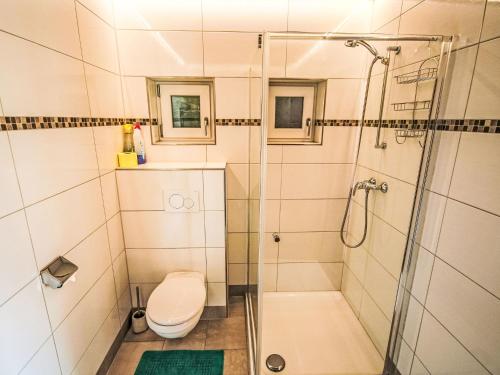a small bathroom with a shower and a toilet at Apartment Studio Grenta by Interhome in Gortipohl