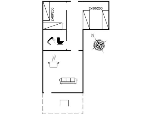 a floor plan of a house with drawings of furniture at Apartment Lelle - 150m from the sea by Interhome in Søndervig