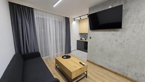 Μια τηλεόραση ή/και κέντρο ψυχαγωγίας στο Apartamenty Żurawia 1 - Piętro 1