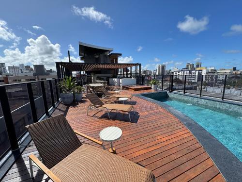 Bazén v ubytování Flat beira-mar pé na areia com varanda nebo v jeho okolí