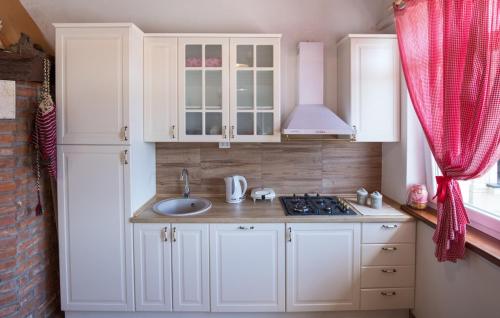 eine Küche mit weißen Schränken und einer Spüle in der Unterkunft Holiday home Ostojic by Villas Guide in Peračko Blato