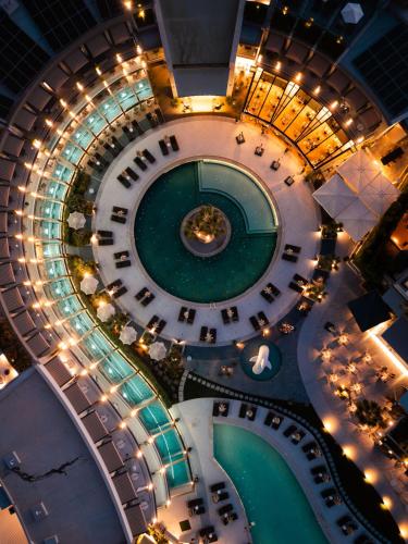 an overhead view of a cruise ship with a pool at Nautilux Rethymno by Mage Hotels in Rethymno