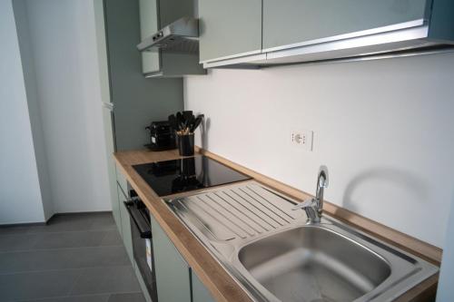 una cucina con un lavello e un piano di lavoro di 15 Nevoso Palace a Milano