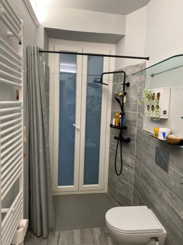 ピネローロにあるPinerolo medievaleのシャワーとトイレ付きのバスルーム
