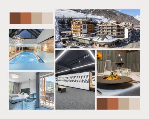 a collage of photos of a hotel and a resort at Hotel Tyrolerhof in Sölden
