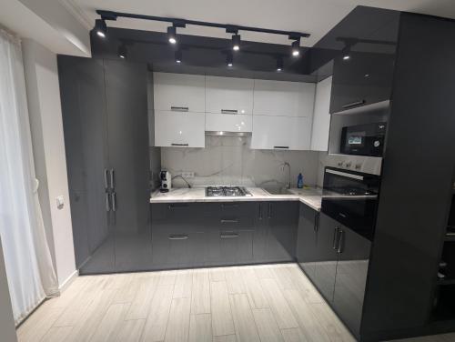 Η κουζίνα ή μικρή κουζίνα στο Business Luxury Apartment at Ismail Book 10 nights and get 1 free