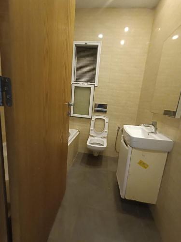 a small bathroom with a toilet and a sink at S2 JDC jardin de carthage in Tunis