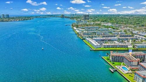 an aerial view of a large body of water at Exclusive Waterfront Condo in North Palm Beach