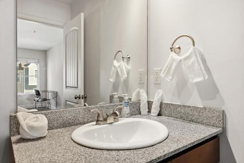 Sunny AcresModern Comfort and Resort Style Living Near CU的浴室里有洗手池和镜子
